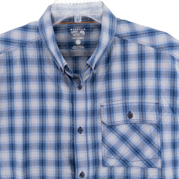 Mountain Hardwear Men's XL Blue Gray Plaid Button Up Long Sleeve Shirt Gorpcore - Picture 3 of 9
